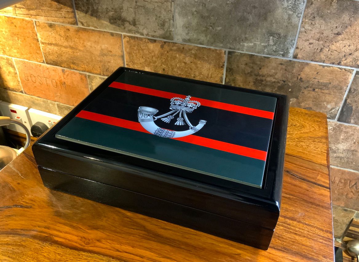 The Rifles Premium Military Medals Box, Beautiful wood and Ceramic box, Great Gift box.