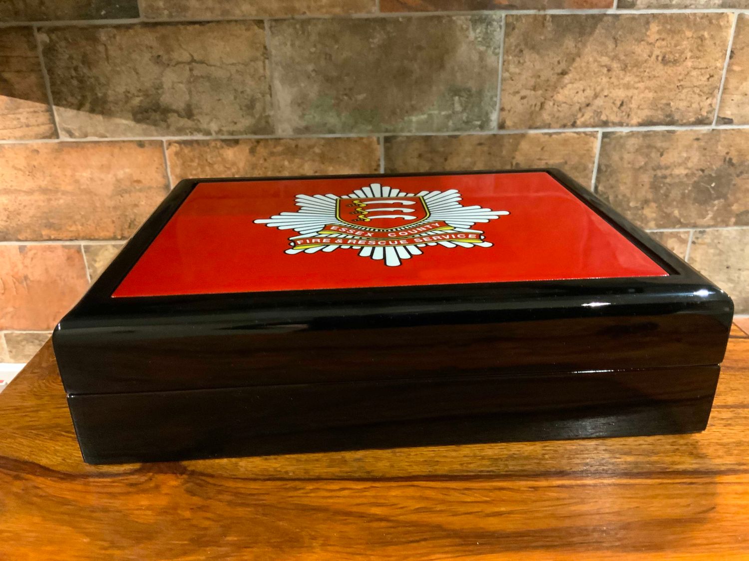 Personalised Essex Fire and Rescue Service Exclusive and Stunning Medals Box with ceramic top.