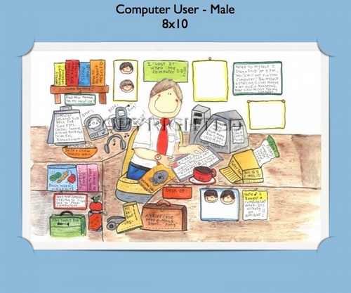 Computer User Male  - Personalized Cartoon Gift (#2)