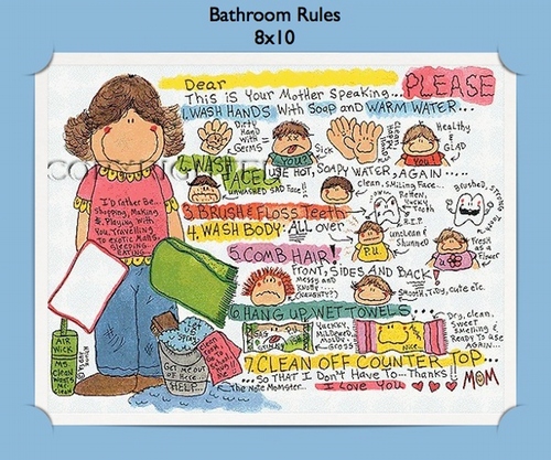Bathroom Rules  - Personalized Cartoon Gift