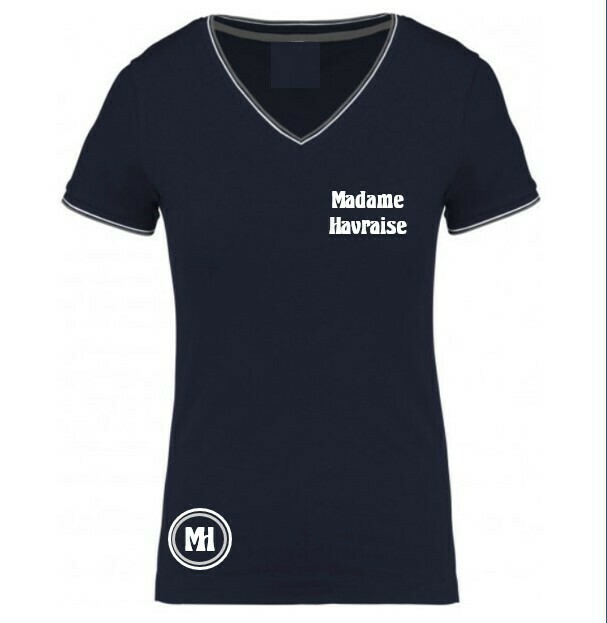T-shirt col V Bleu marine