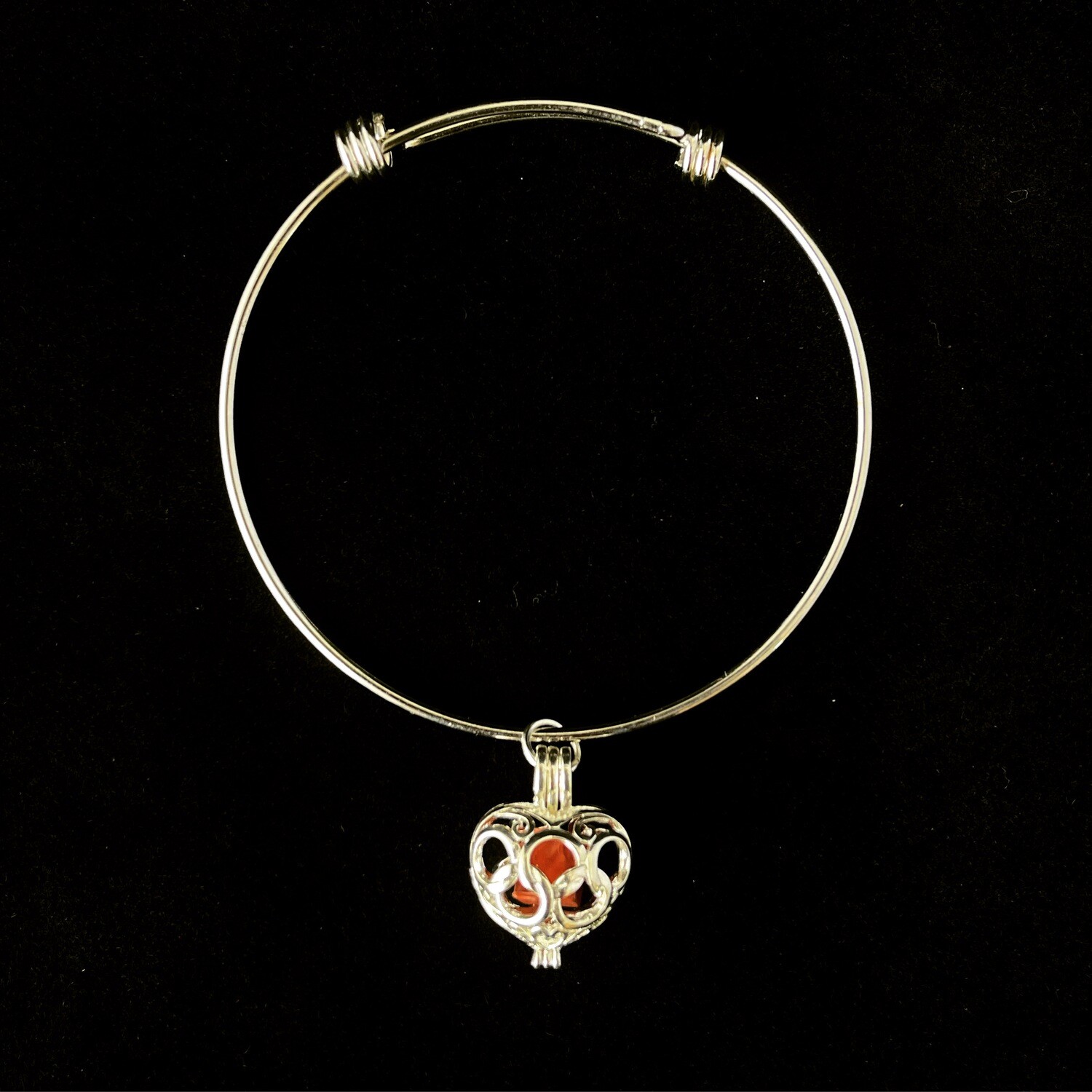 Silver Linked-Circle Locket Bangle