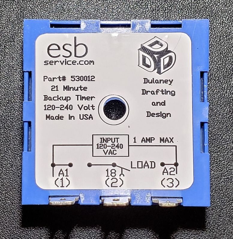 Backup Timer, Universal 120V/240V 21 Minute FIXED, Secondary/Redundant timer ESB