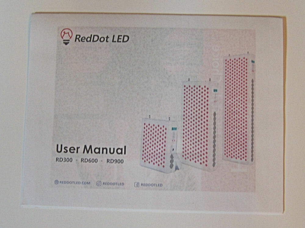 RD Series User&#39;s Manual Red Light Therapy Panel PDF and PRINTED Book LED