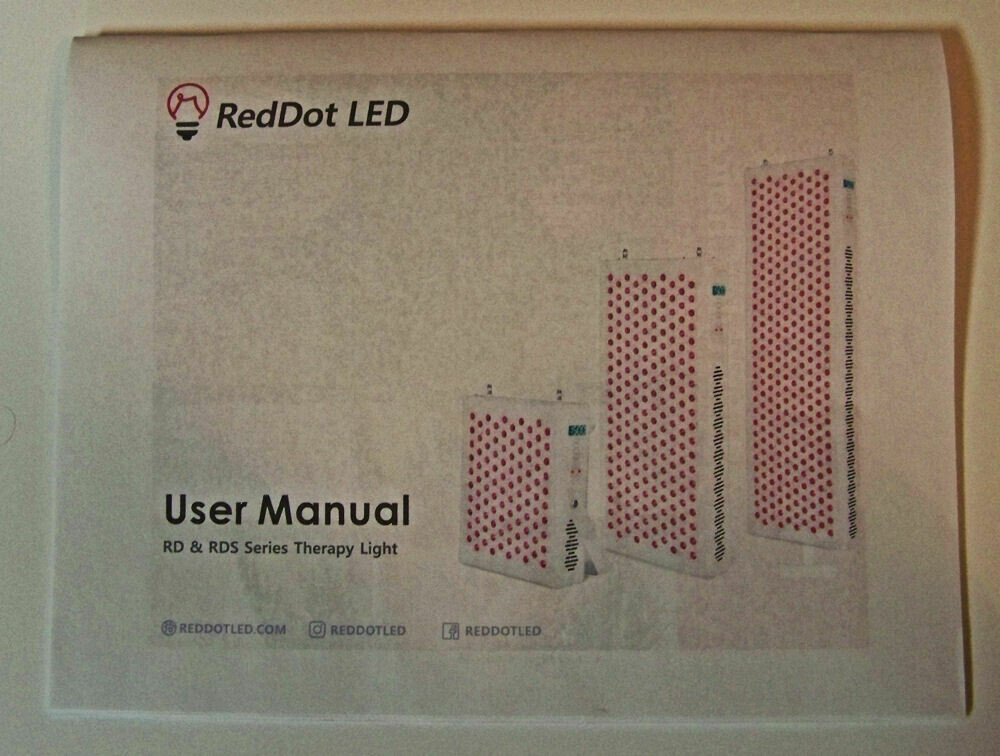 Rd RDS User&#39;s Manual Red Light Therapy Panel PRINTED Book