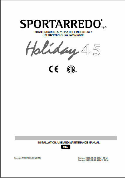 Sportarredo Holiday 45 User's Manual PRINTED &amp; PDF