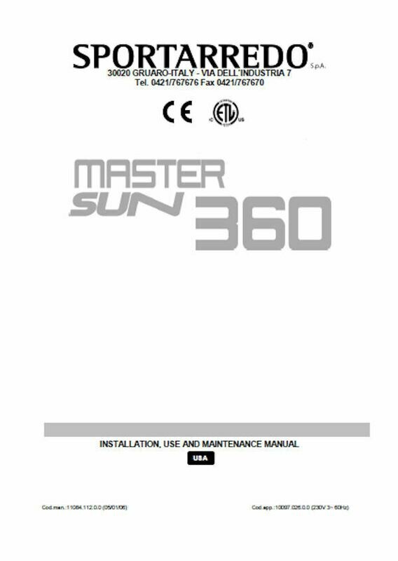 Sportarredo Master Sun 360 User Manual PDF &amp; Printed Manual