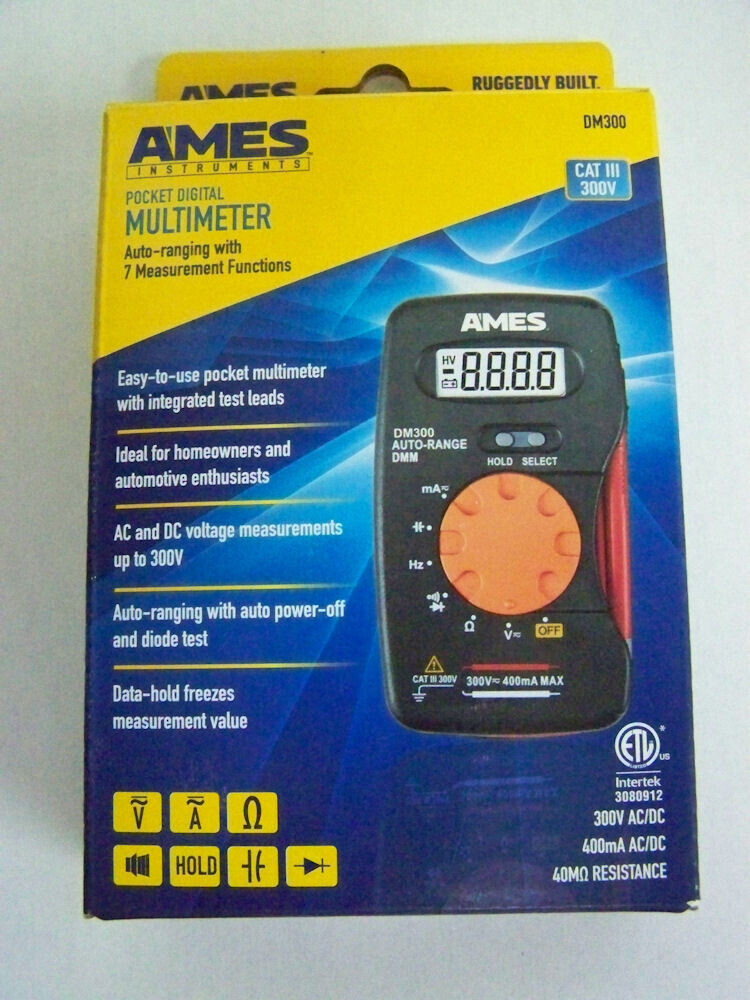 Ames Instruments Multimeter 7 Functions Pocket Digital DM300 CAT III 300V