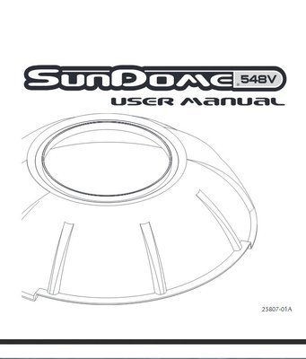 Sundome 548V  Tanning Bed User Manual owners Manual