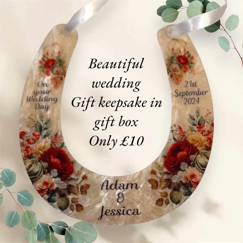 Wedding gift personalised keepsake gift horseshoe - gift boxed. FREE SHIPPING
