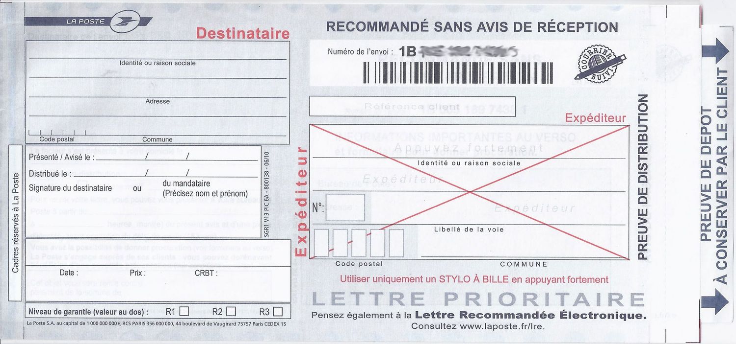Bordereaux La Poste