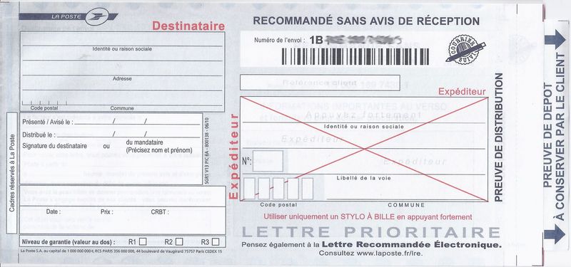 Bordereaux La Poste