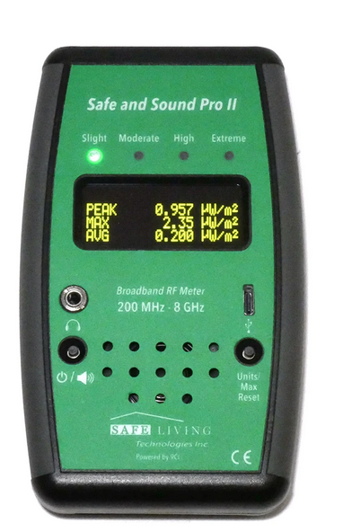 NOUVEAU ! Version 2025 µW/m² et V/m ! Détecteur hautes fréquences Safe and Sound Pro II + Housse incluse de protection / Livraison gratuite / Réf 212 NOUVEAU ! Version 2025 µW/m² et V/m ! Détecteur hautes fréquences Safe and Sound Pro II + Housse incluse de protection / Livraison gratuite / Réf 212