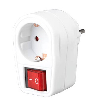 Prise avec interrupteur bipolaire et témoin lumineux  + Adaptateur Schuko vers prises françaises