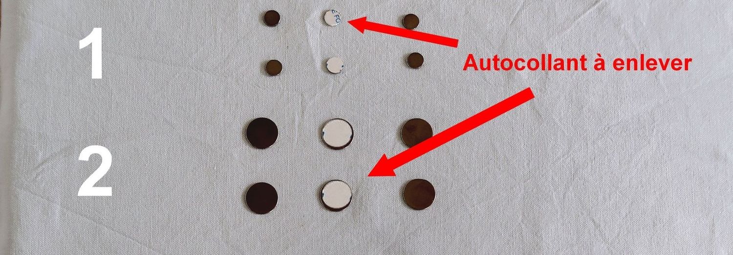 Aimant néodyme auto-adhésif pour fermeture de portes de baldaquin ou rideaux  Réf 187