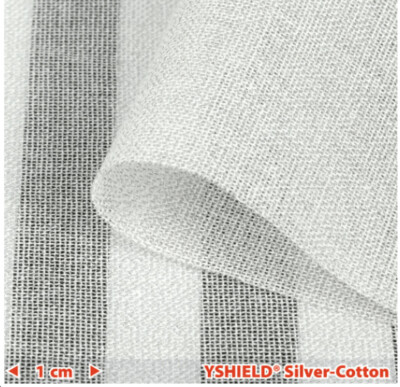 Yshield® SILVER COTTON -42 dB /Tissu anti-ondes basses et hautes fréquences / 50 Hertz, Linky, 3G, 4G, 5G ...  Réf 316