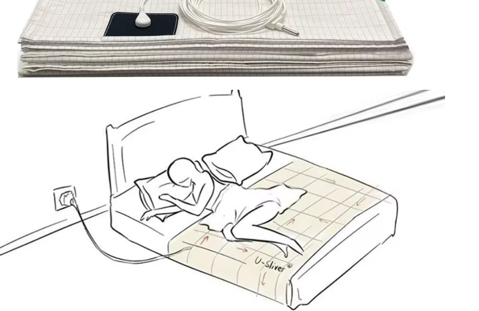 Drap de mise à la terre 3% argent et kit complet / Earthing Réf. 328 Drap de mise à la terre 3% argent et kit complet / Earthing Réf. 328