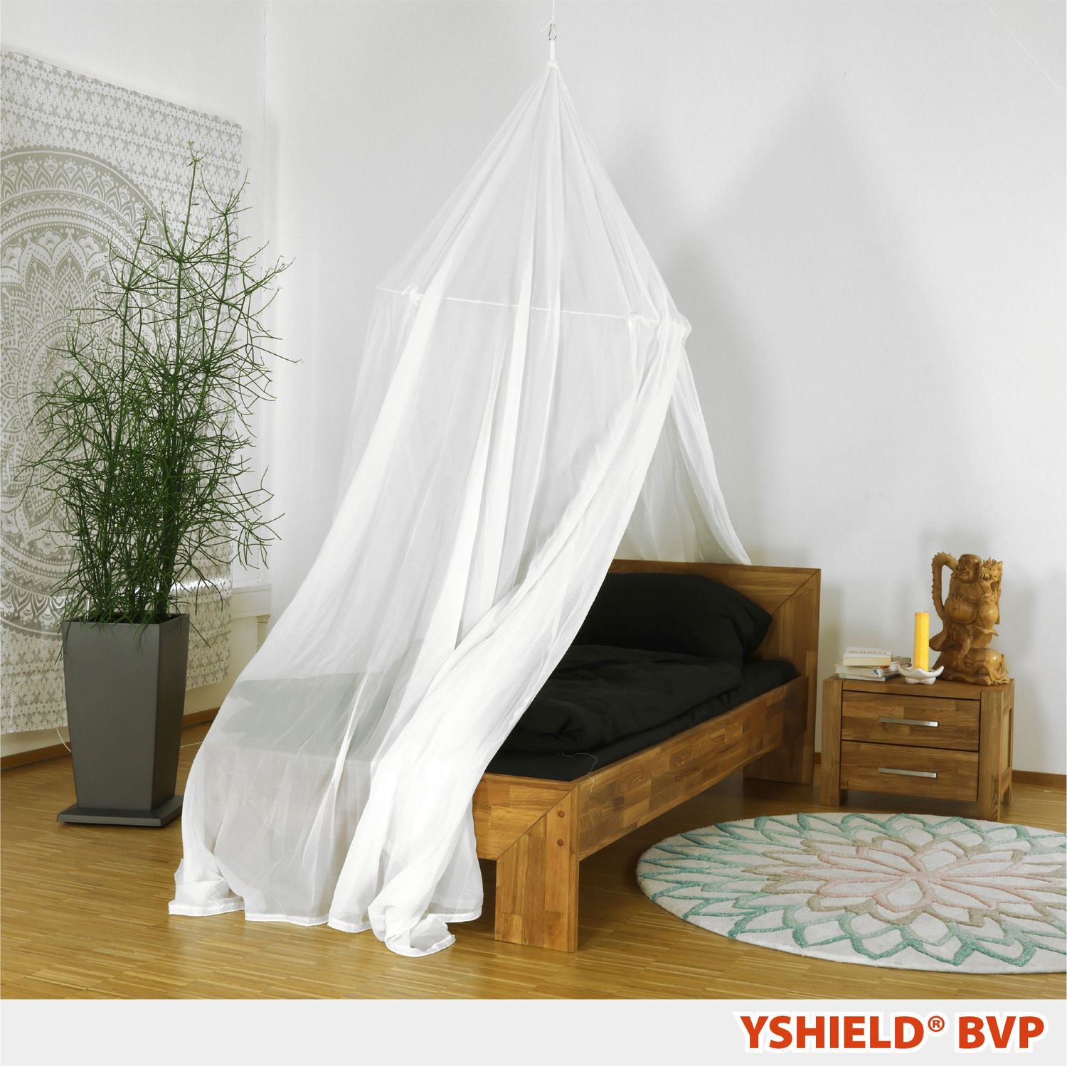 Baldaquin de protection pyramidal  / Lit simple / Lit double / YSHIELD® VOILE Réf 101