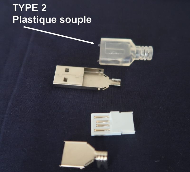 Fiche USB complète à monter, type 1, type 2 / Réf. 224