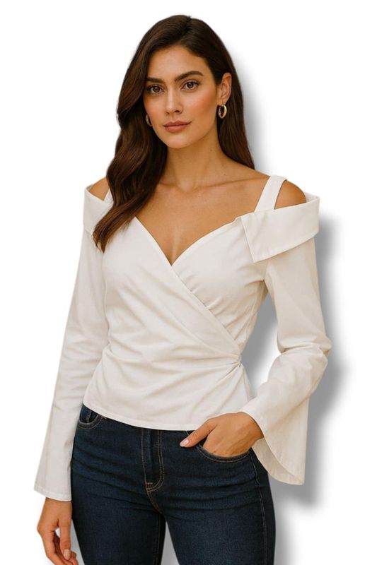 Košulja na preklop Beatrice-bijela Košulja na preklop Beatrice-bijela