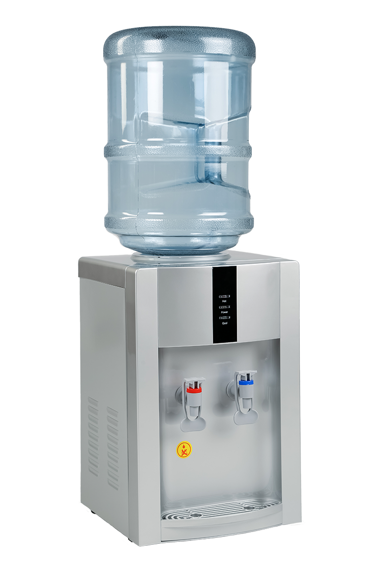 Desk Top Hot &amp; Cold Water Dispenser Silver + 20L Poly-carbon Water Bottle