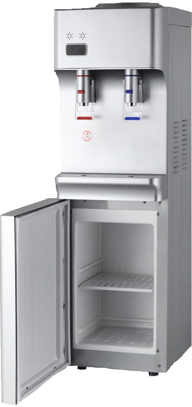 Floor Standing Hot &amp; Cold Water Dispenser Silver + Storage Compartment.