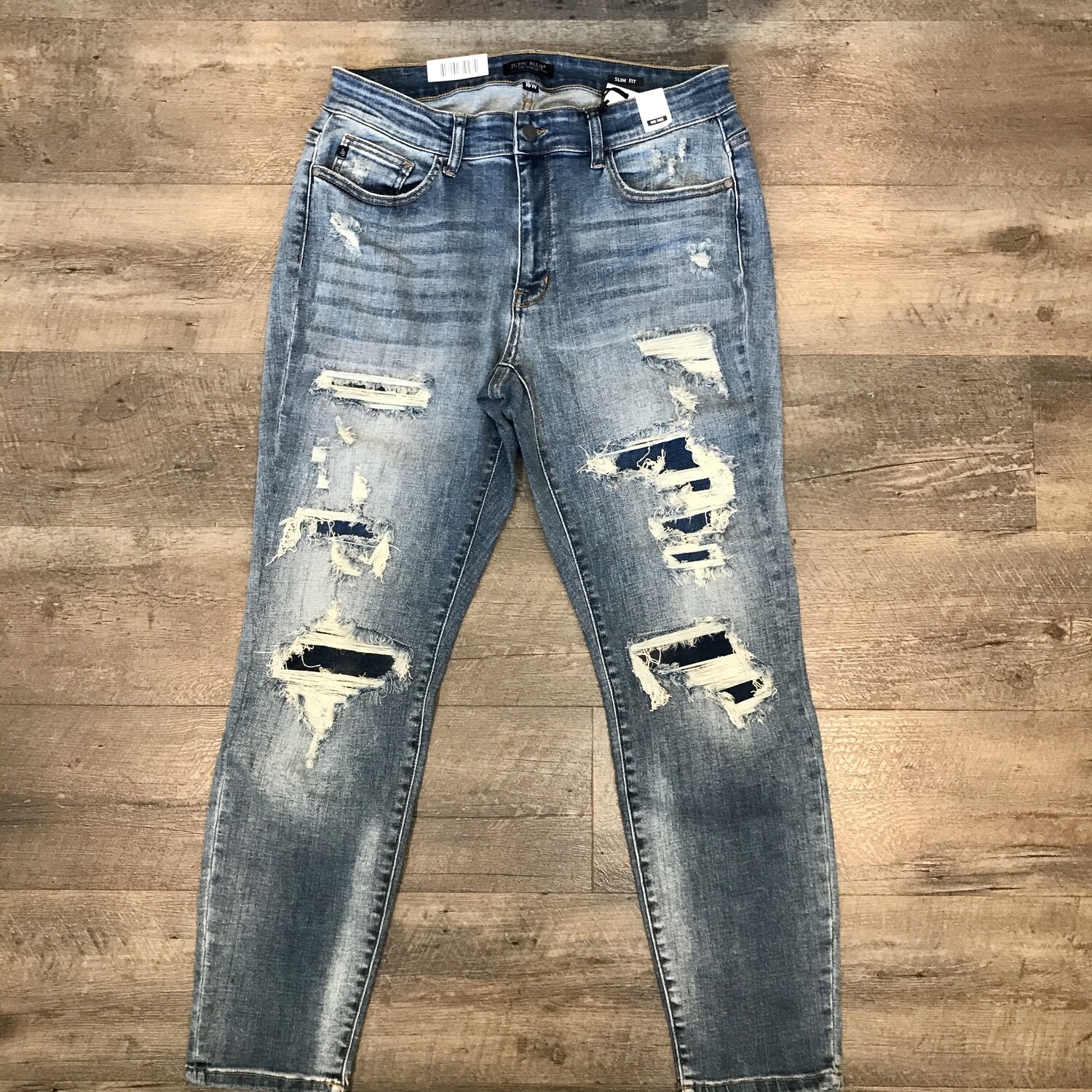 Judy Blue Plus Destroyed Patched Slim Jeans