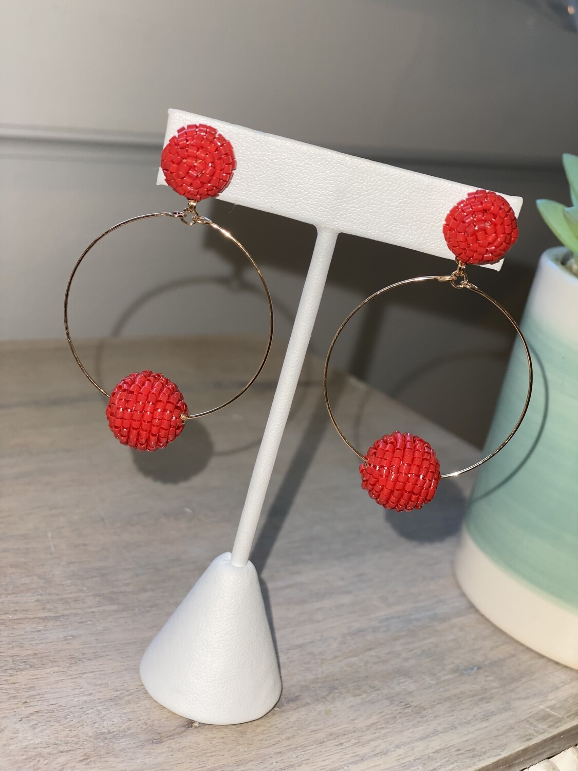 WH Seed Bead with Ball Earrings