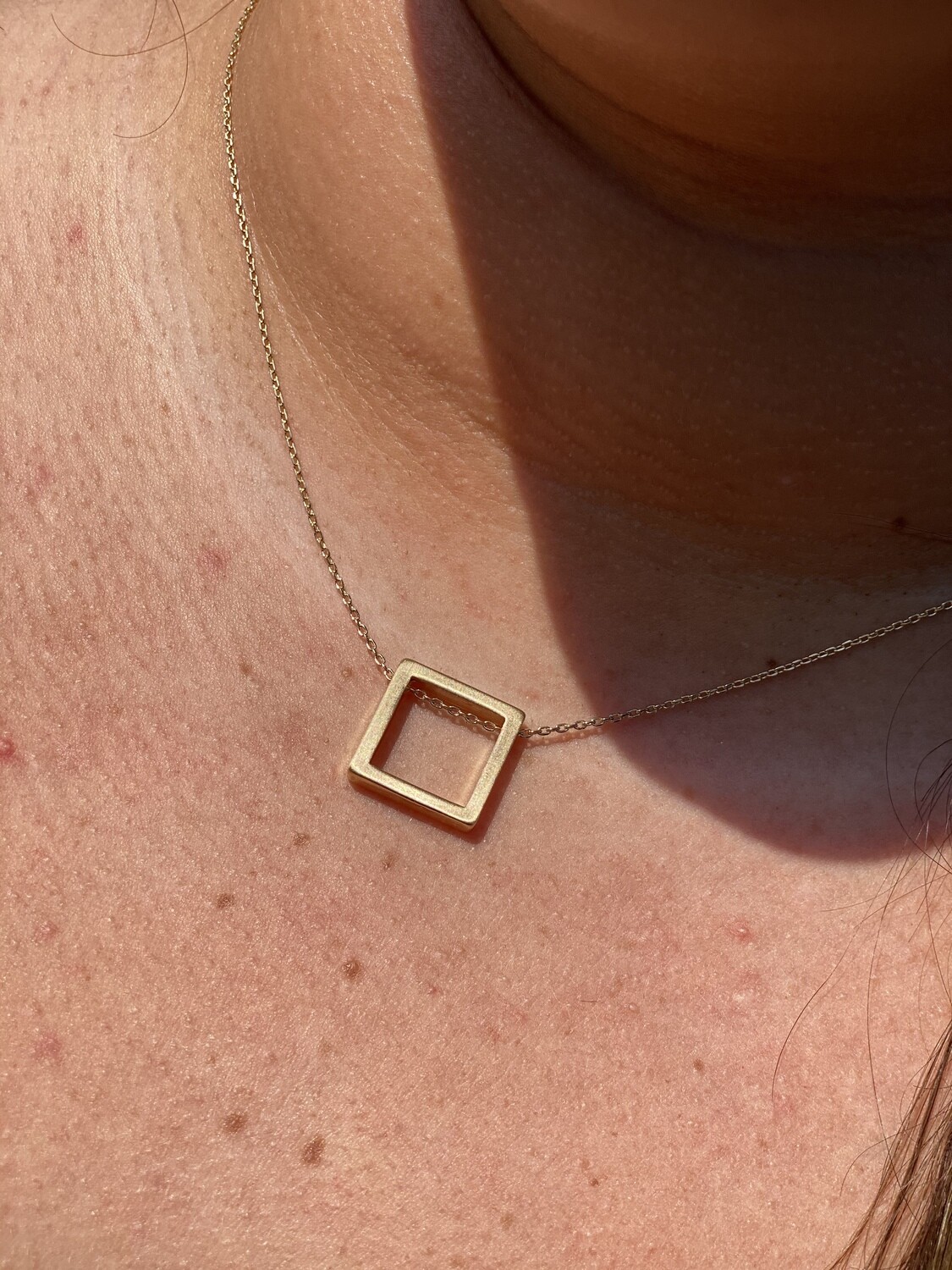 Matte Gold Square Necklace