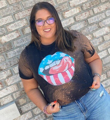 Bleached Stars & Stripes Mouth Tee