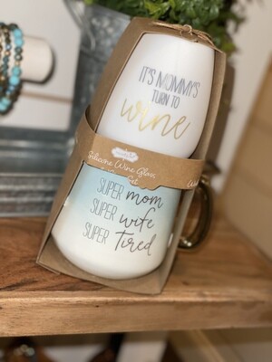 Mom Silicone Wine & Ceramic Mug Set
