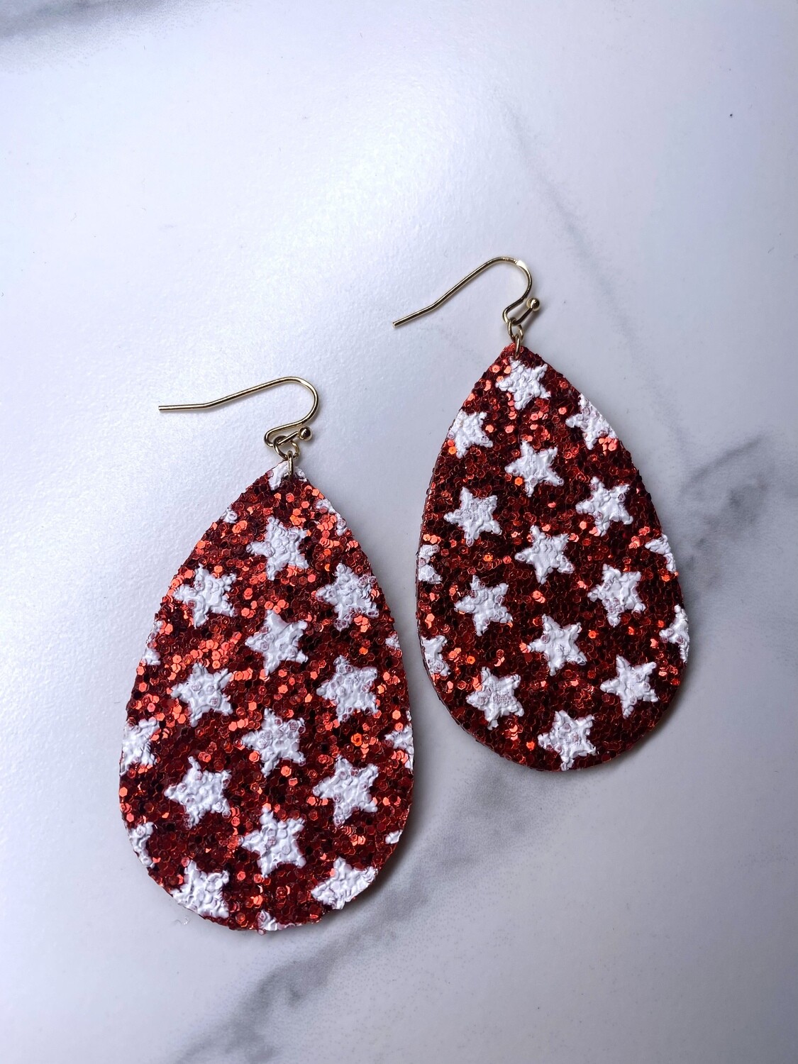 Red Glitter Star Earrings