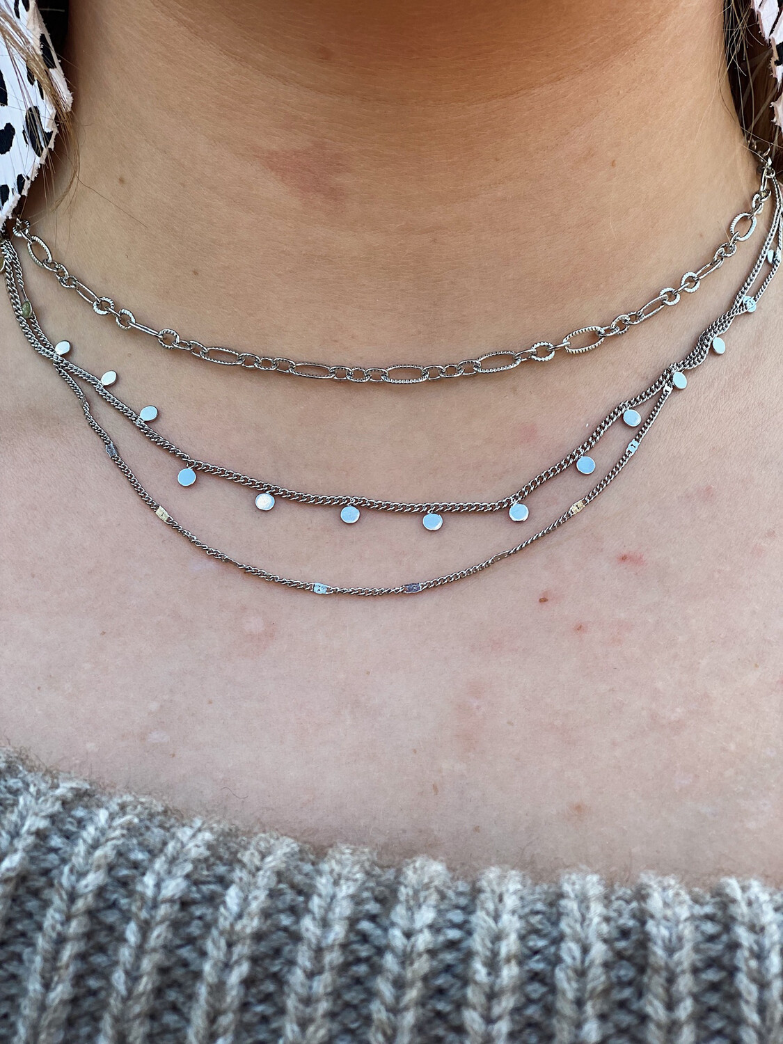 Silver 3 Layer Dainty Necklace