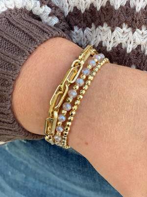 Blush Gold Chain Stretch Bracelet Set