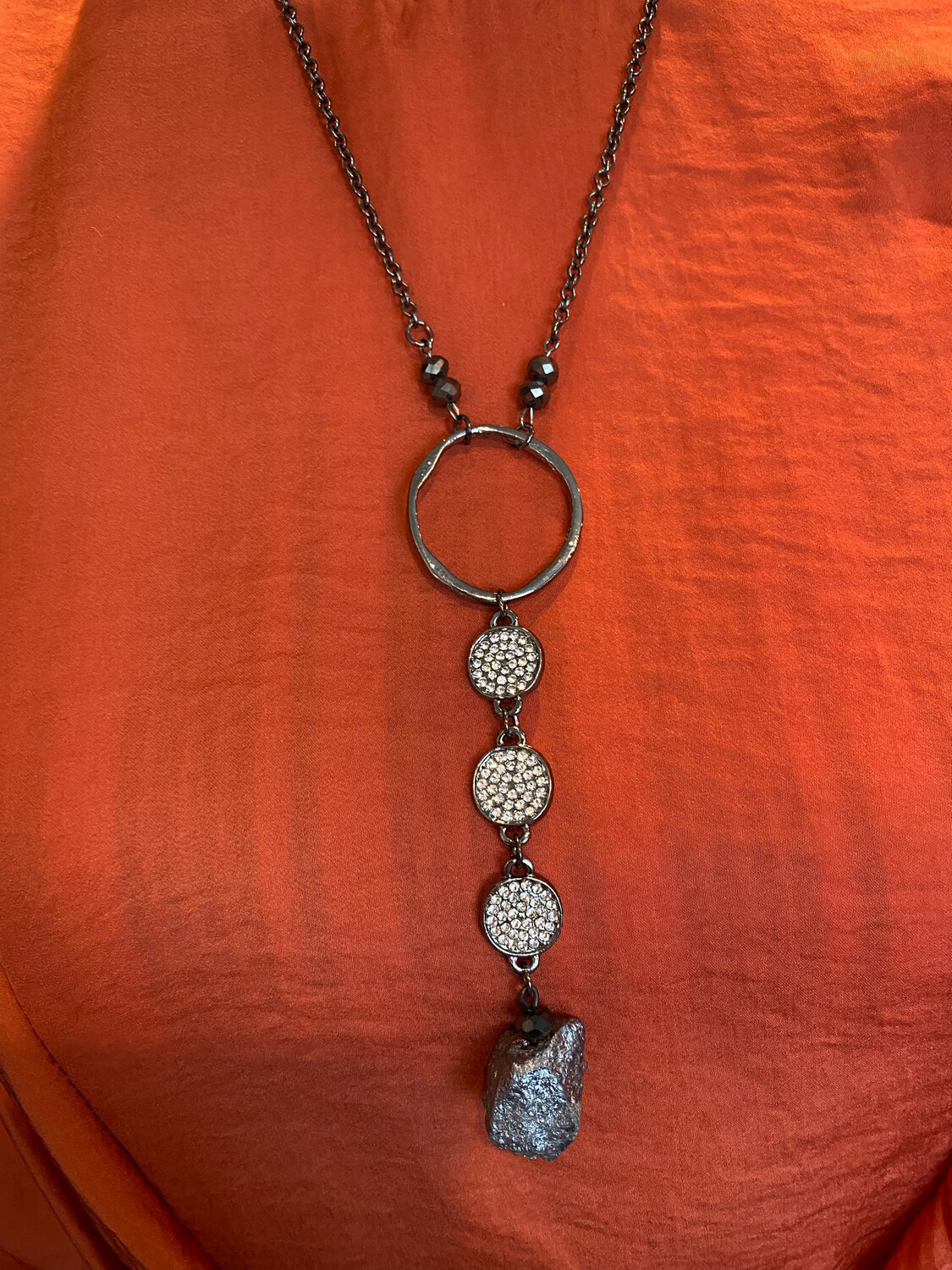 Gunmetal Druzy Rhinestone Necklace