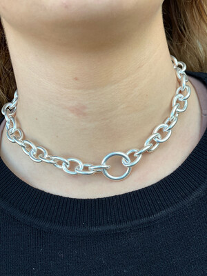 Worn Silver Chunky Chain Necklace 