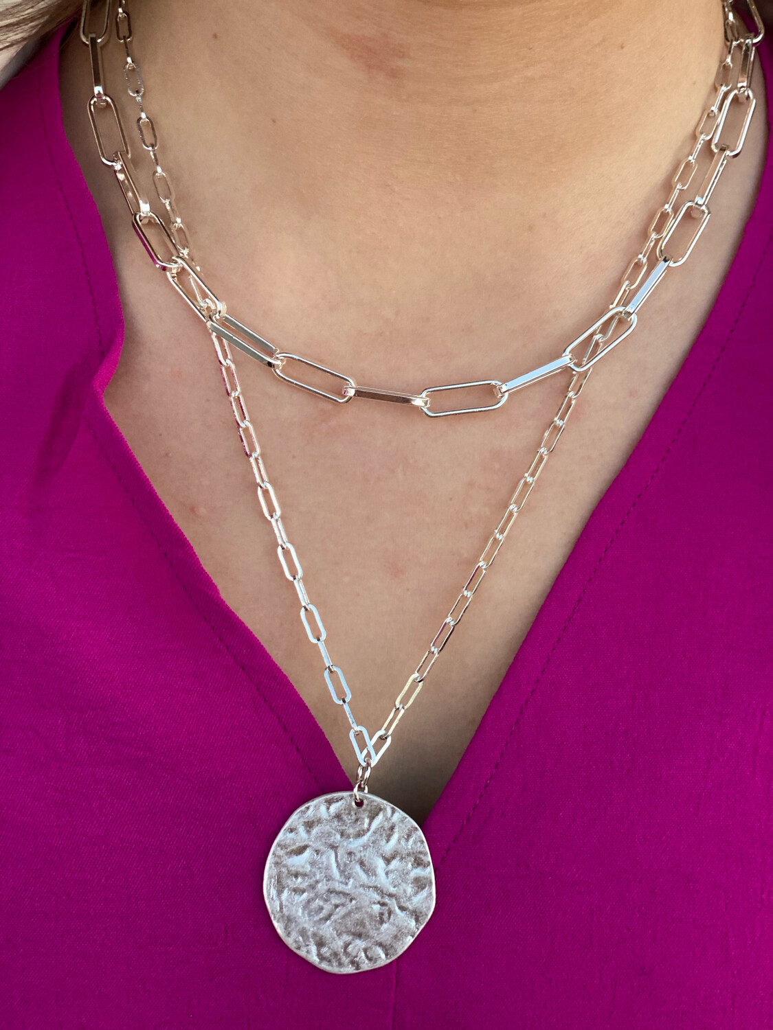 Worn Silver Multi Function Necklace 