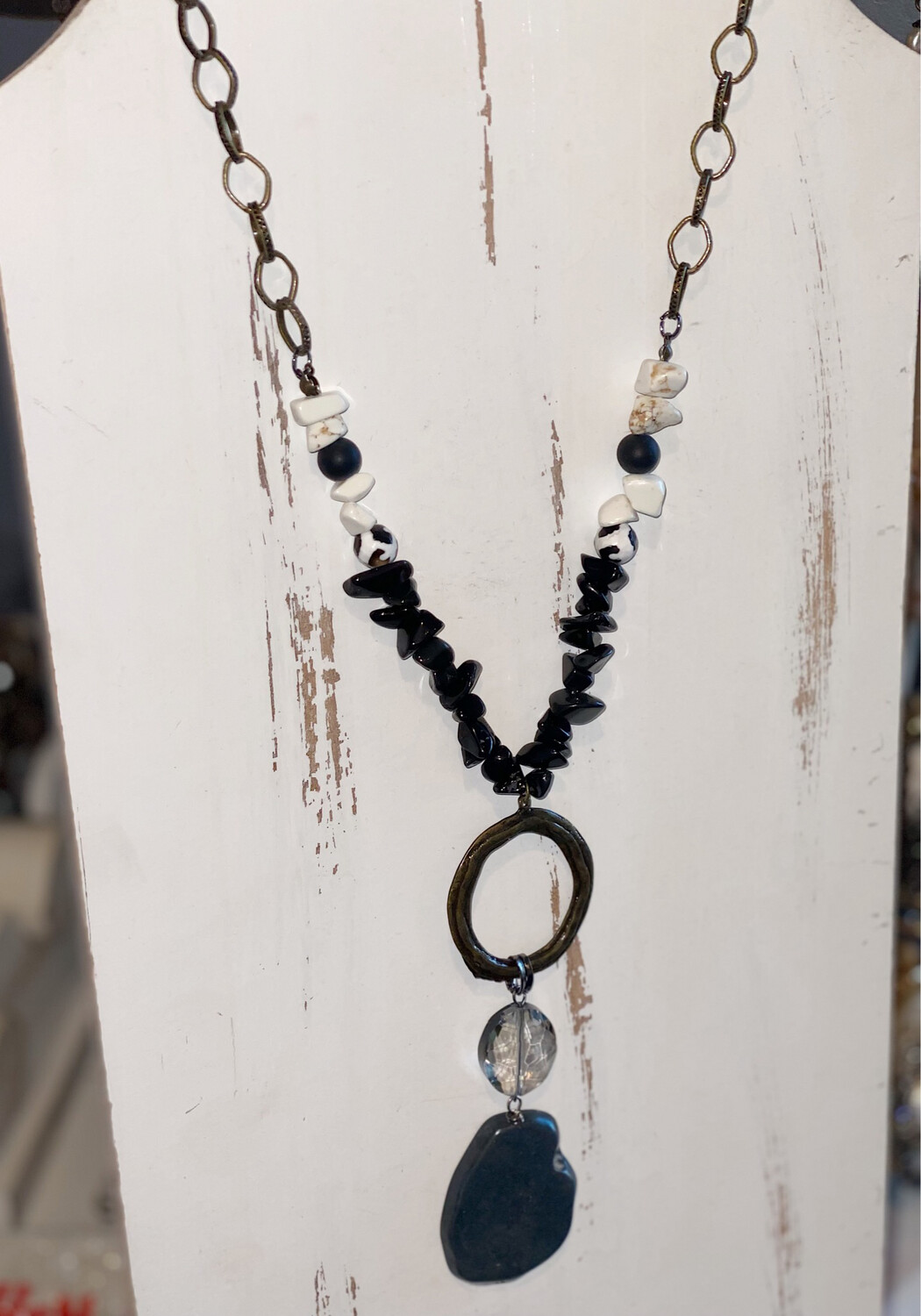 Black Stone Chain Necklace