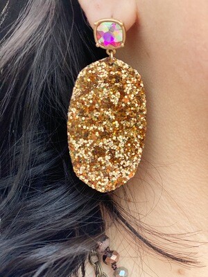 Gold Glitter Post Earrings