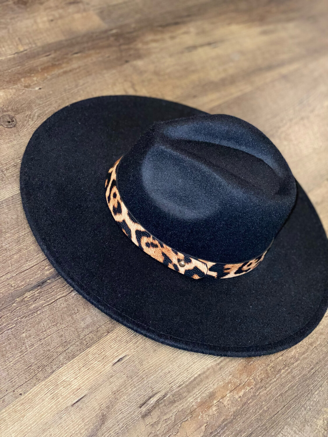 Black Cheetah Band Felt Hat