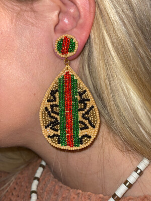 Cheetah Designer Inspired Beaded Earrings 