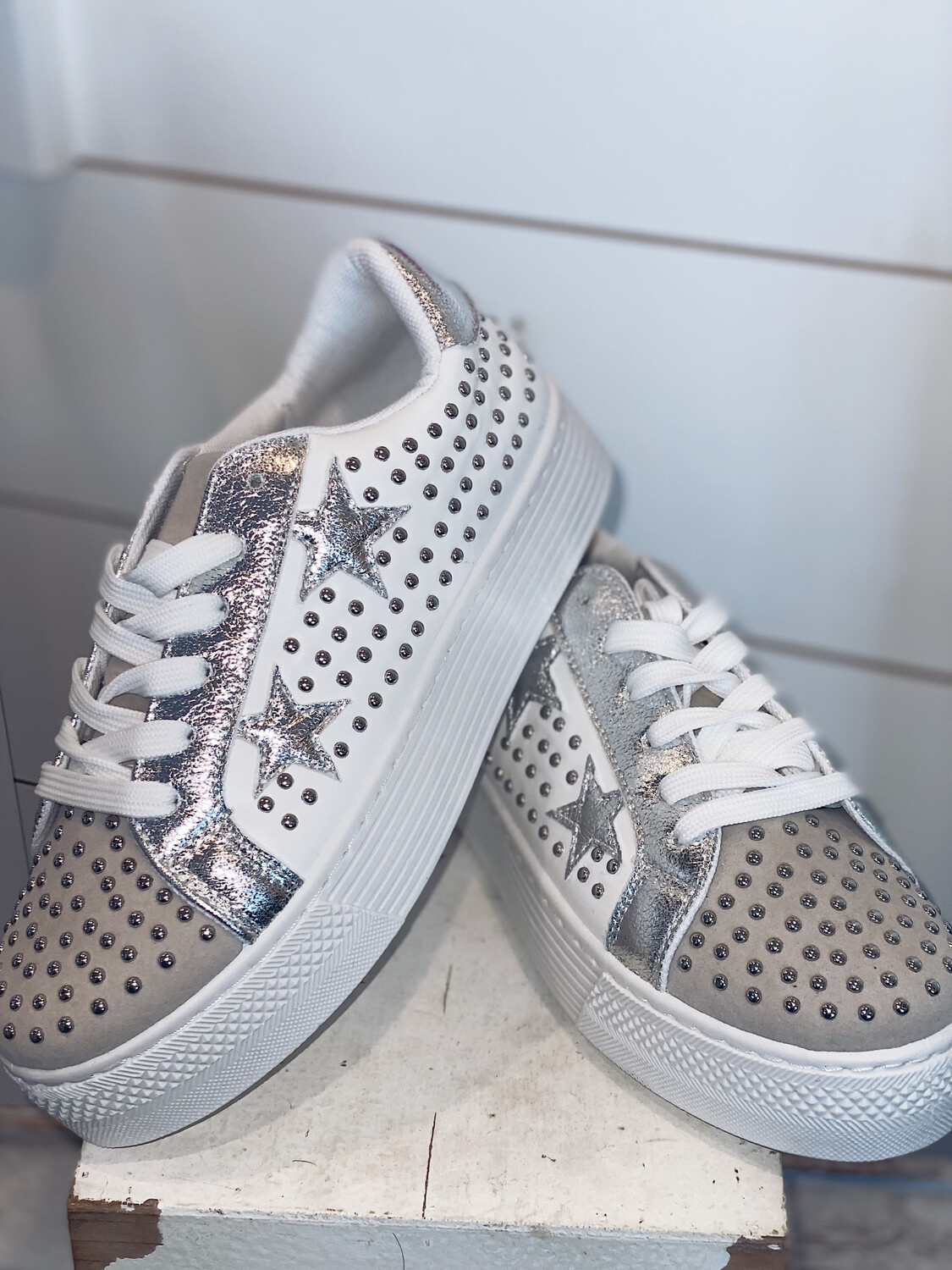 Silver Platform Star Sneakers