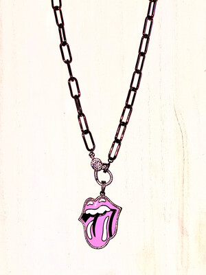 Pink Stones Necklace - Rhodium Plated, Handmade
