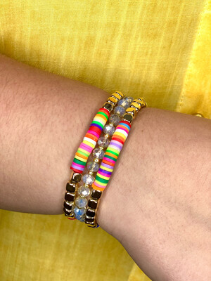 Rainbow Rubber Bead Bracelet Set