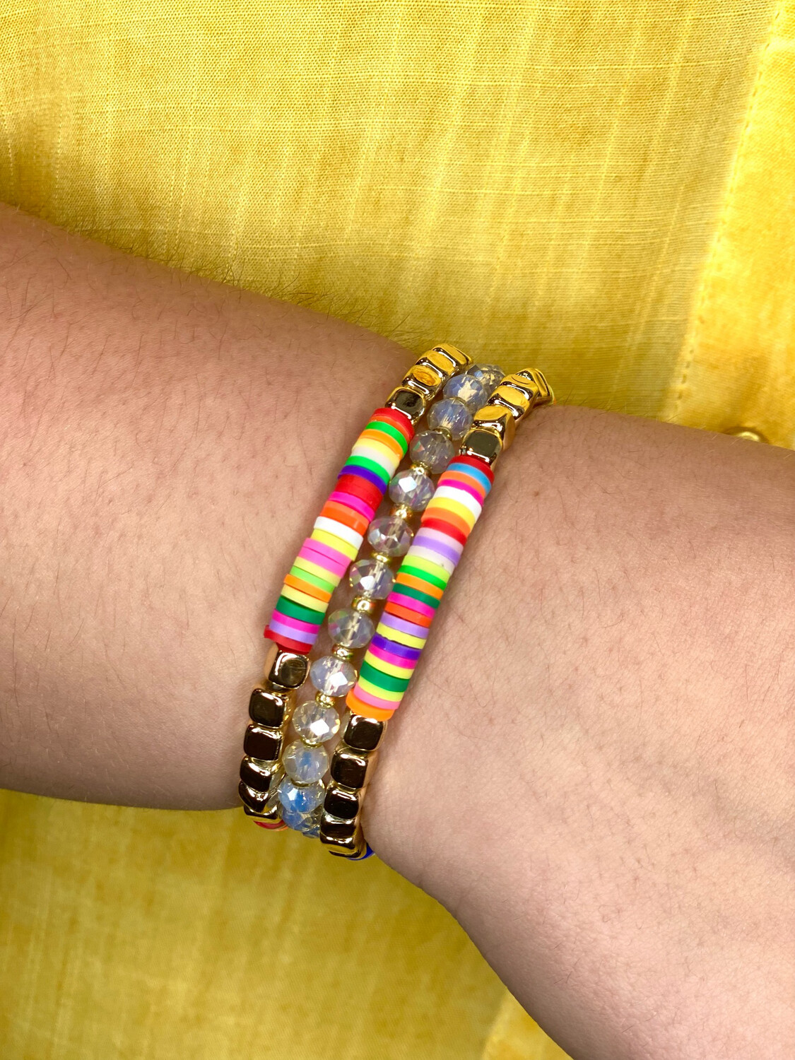 Rainbow Rubber Bead Bracelet Set