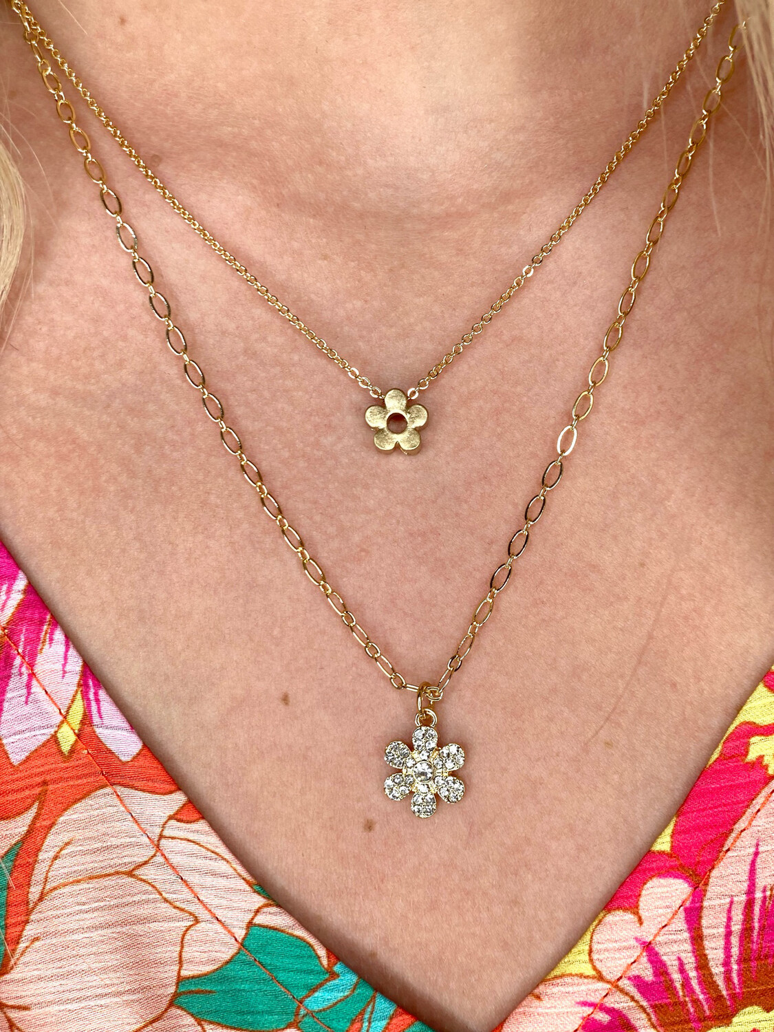 Gold Flower Layered Necklace