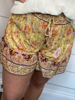 Lemon Floral Border Shorts