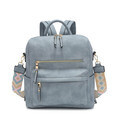 Blue Backpack-To-Purse With Accent Strap