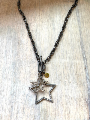 Gunmetal Rhinestone Star Necklace