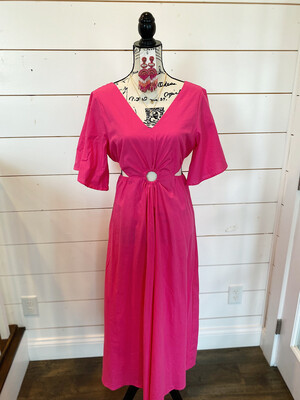 Hot Pink Side Cutout Dress